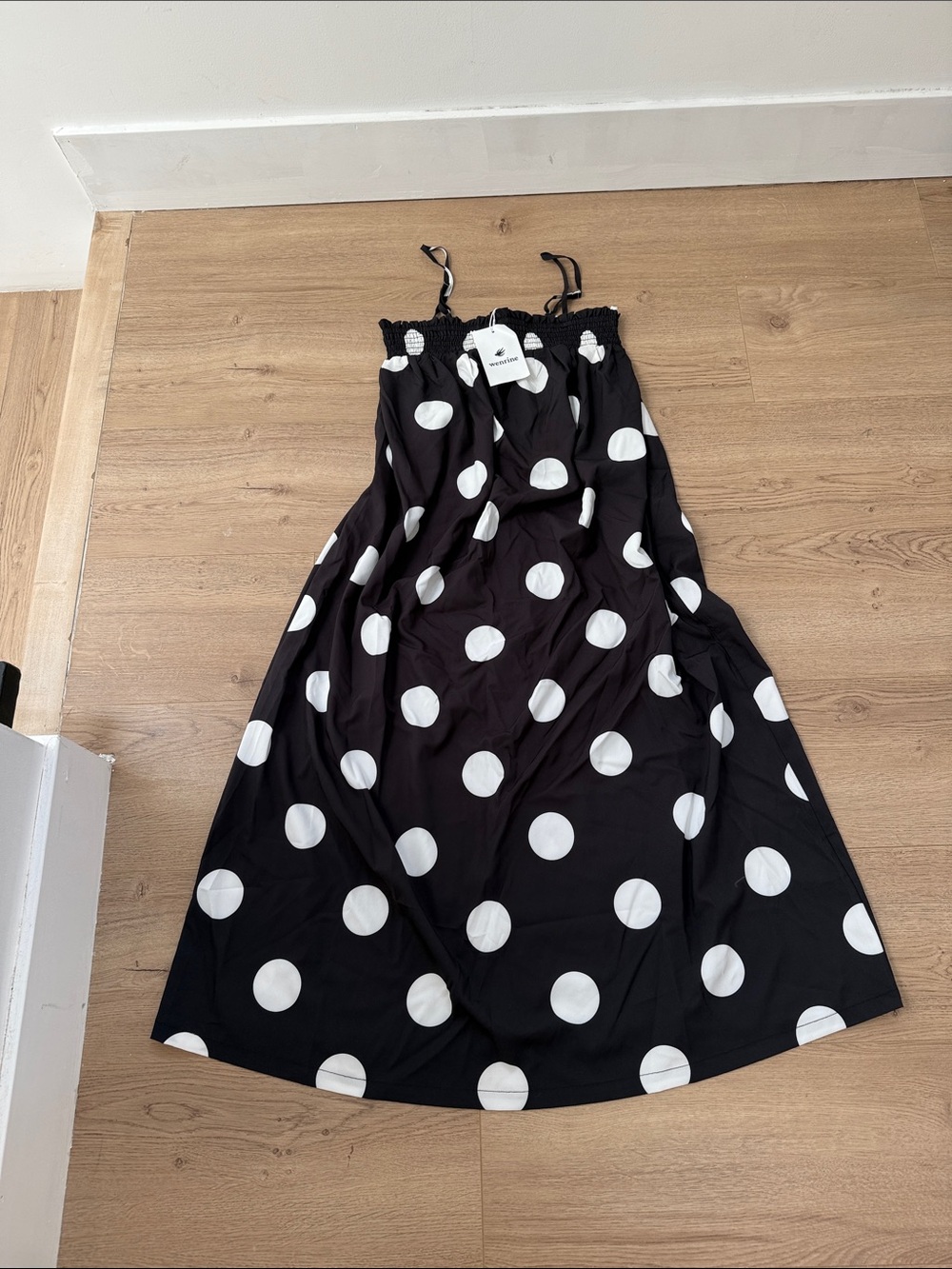 Black Maxi Dress with White Polka Dots